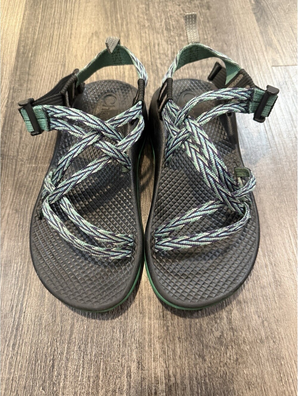 Chaco ZX1 Sport Sandal Chevron pattern Blue/Green Unisex Kids Sz 2